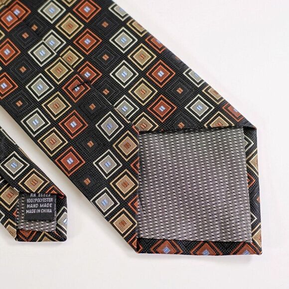 Chereskin Black Tan Brown Geometric Polyester Short Tie‎ - Picture 5 of 6